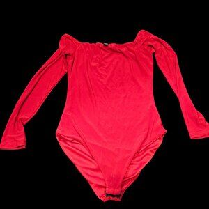 Windsor Red Off-Shoulder Long Sleeve Bodysuit Size Medium